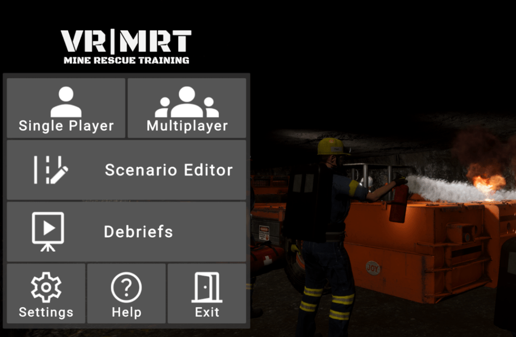A screen shot of the main menu of a video game. Tiles showing available options are on the left hand side of the screen